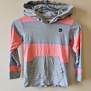 Quiksilver Girls Size 5 Gray & Coral Striped Hoodie